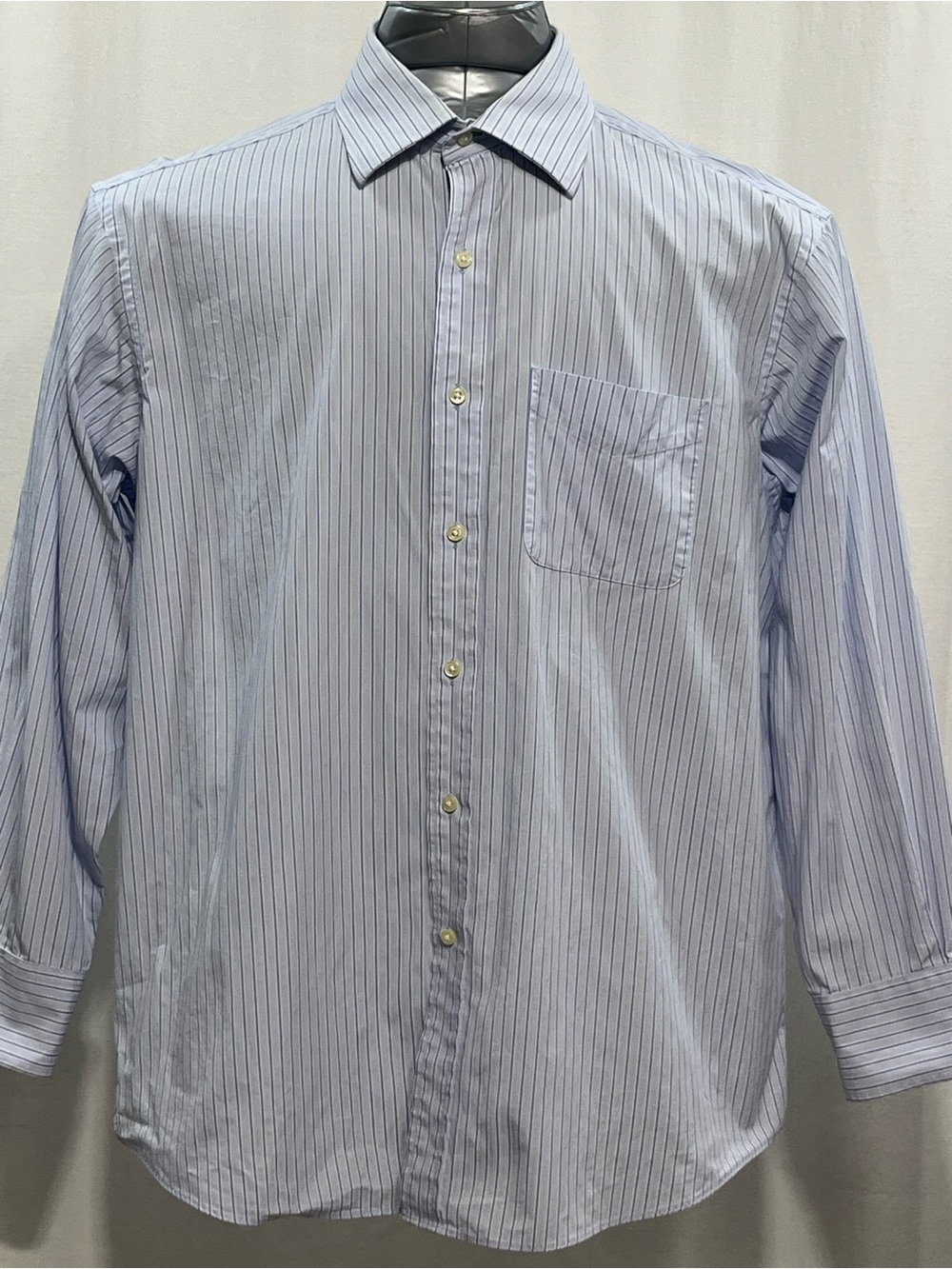 Tommy Hilfiger Blue & White Pinstripe Men's Dress Shirt 17x32/33 business 1390 - Picture 2 of 3